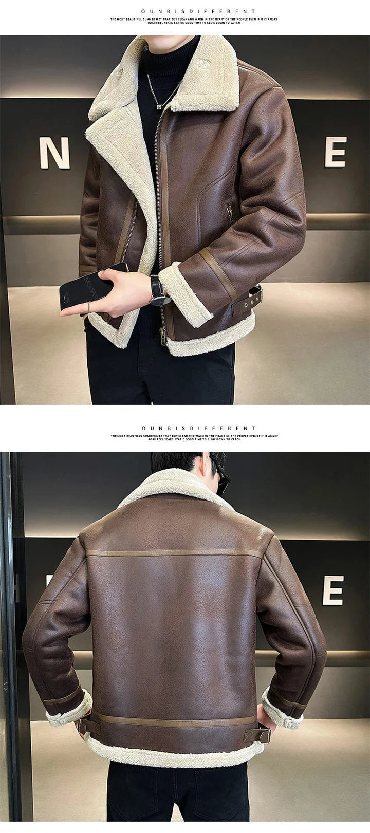 Premium leather motorcycle jacket with fleece lining, designed for the discerning British rider