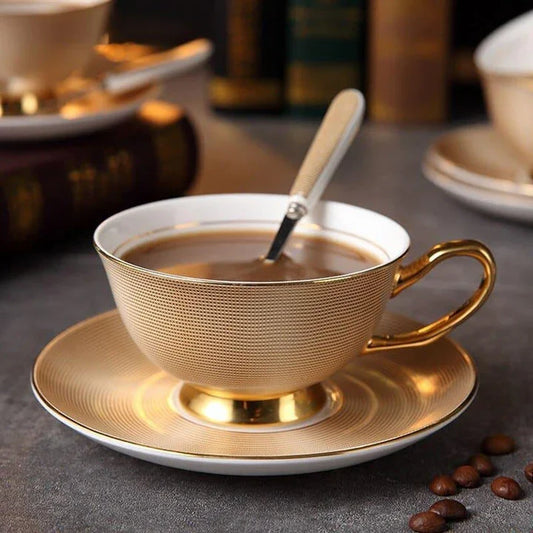 Charming floral porcelain tea set with cup, saucer, and spoon in a variety of delicate colour options