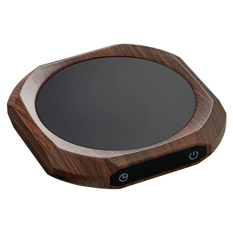 A black or wood grain-coloured thermal insulation heating pad with a sleek and modern design, providing consistent warmth and temperature control.