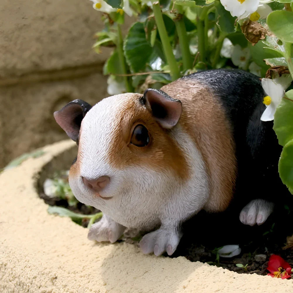 Charming guinea pig resin statue with detailed design and lifelike appearance, suitable for indoor or outdoor display