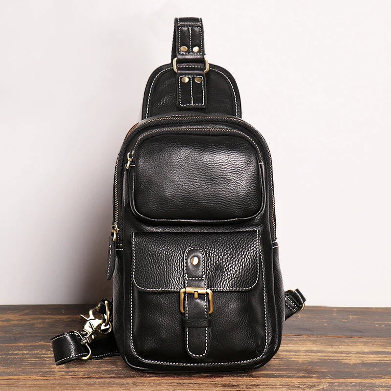 Premium Genuine Leather Messenger Bag for Outdoor Sports and Activities