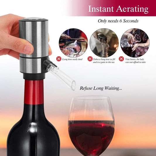 Premium stainless steel aroma decanter with instant decanting function for enhancing wine flavour and aroma