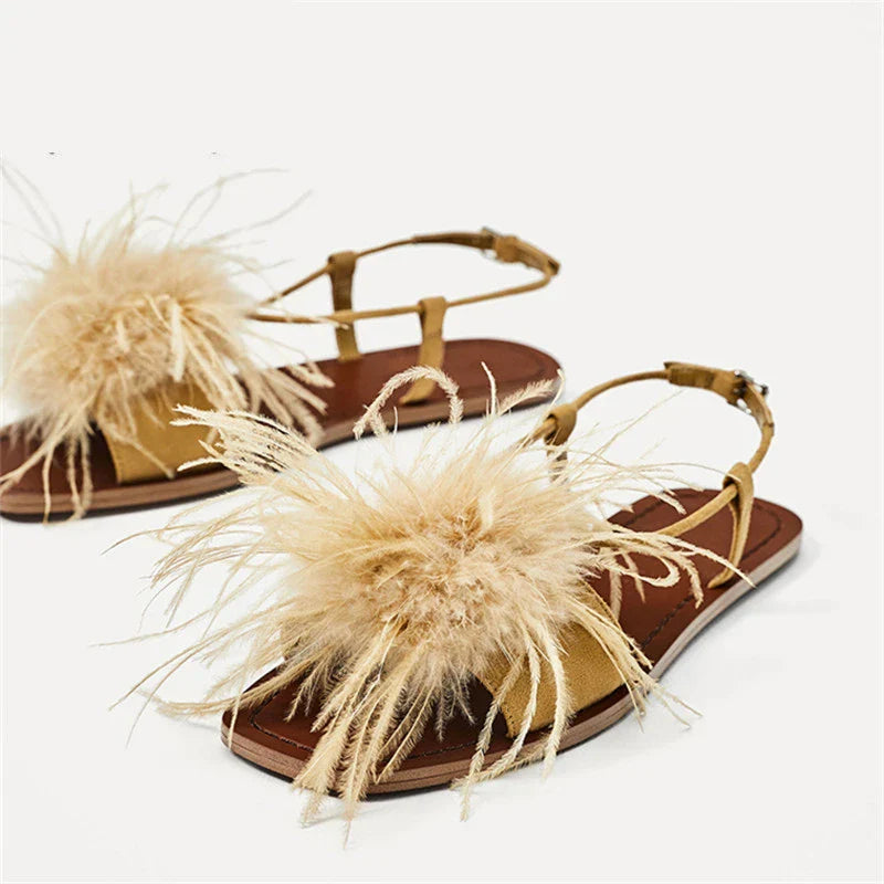 Fairy Beach Flat Bohemian Roman Sandals in ginger colour, featuring a unique Bohemian-inspired design and comfortable, durable construction.