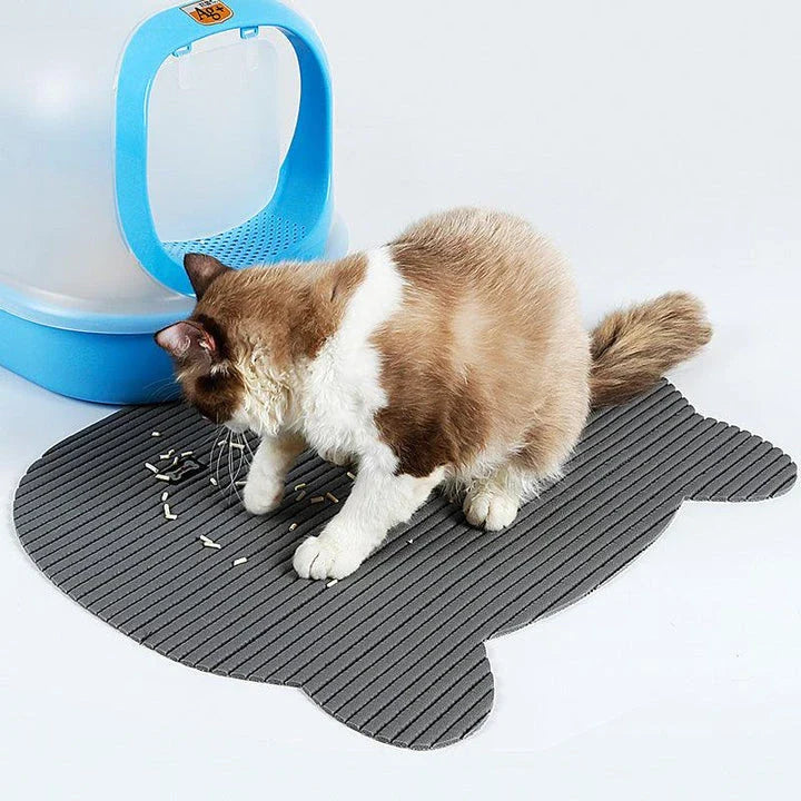 Premium PVC non-slip cat toilet mats in brown and grey colours, designed for safety and style in your feline friend's bathroom.