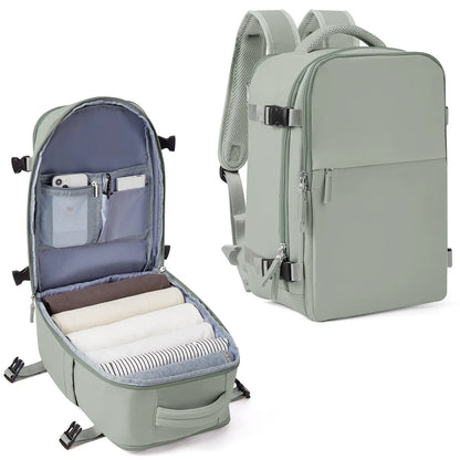 A durable and spacious travel backpack with multiple compartments and padded shoulder straps, suitable for British adventurers and commuters.