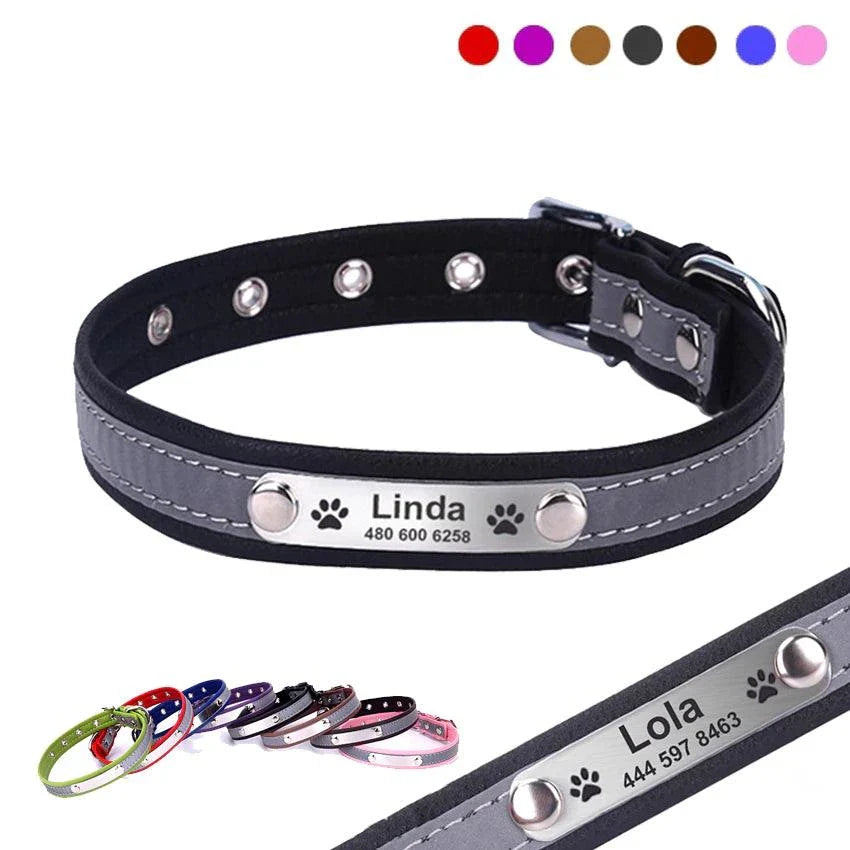 Premium Personalized Reflective Dog Collar in various colours and sizes, designed to enhance your canine's safety and style