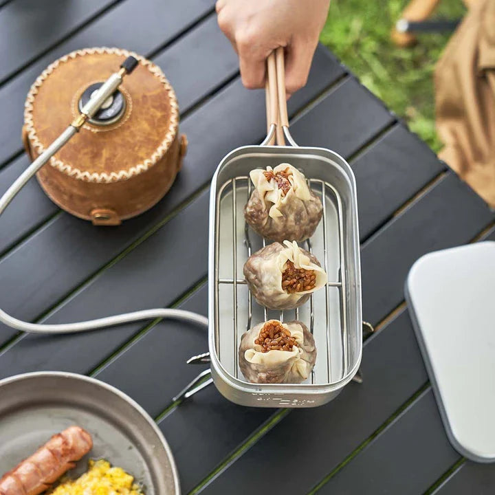 Premium portable aluminium outdoor dining box with foldable handles and generous 0.8L capacity