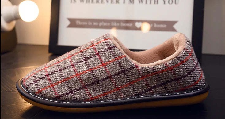 Stylish and cosy fabric cotton slippers with a platform sole in various colours