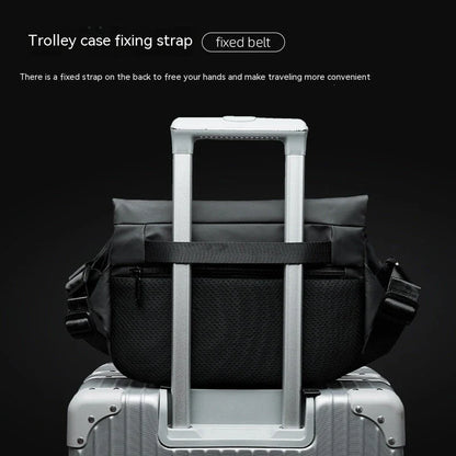 A sleek, minimalist crossbody bag with a mechanical-inspired design, crafted from premium PVC for durability and breathability.