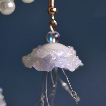 Elegant cloud-like jellyfish earrings with a captivating marine-inspired design, perfect for fashion-forward women in the UK