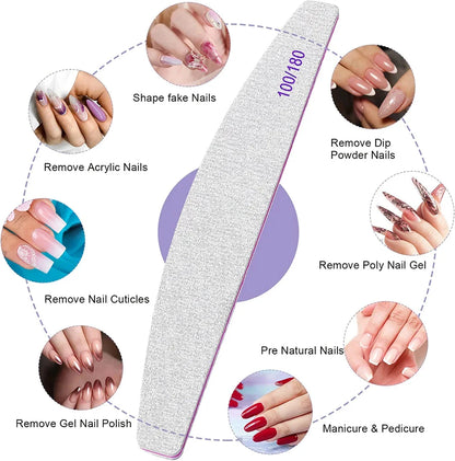Premium double-sided emery board nail files with 100/180 grit for shaping and smoothing nails