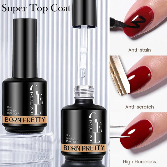 Premium 15ml Base and Top Coat Reinforcement Gel for creating salon-quality nail art designs at home