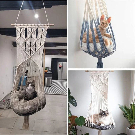 Bohemian-style cotton cat bed tapestry with vibrant patterns, providing a cosy and stylish retreat for your feline friend