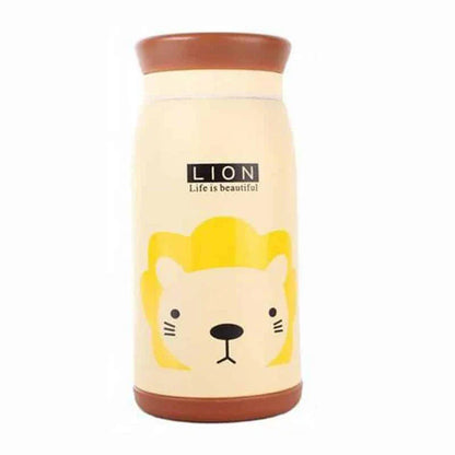 Stylish stainless steel vacuum insulated thermomug with playful cartoon design, available in various vibrant colours