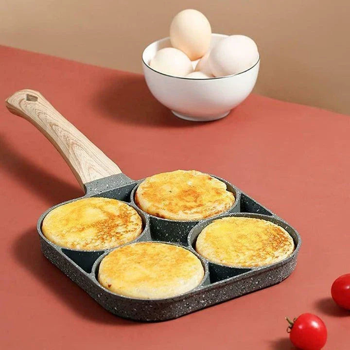Premium non-stick omelette pan with wooden handle, perfect for cooking delicious, fluffy omelettes
