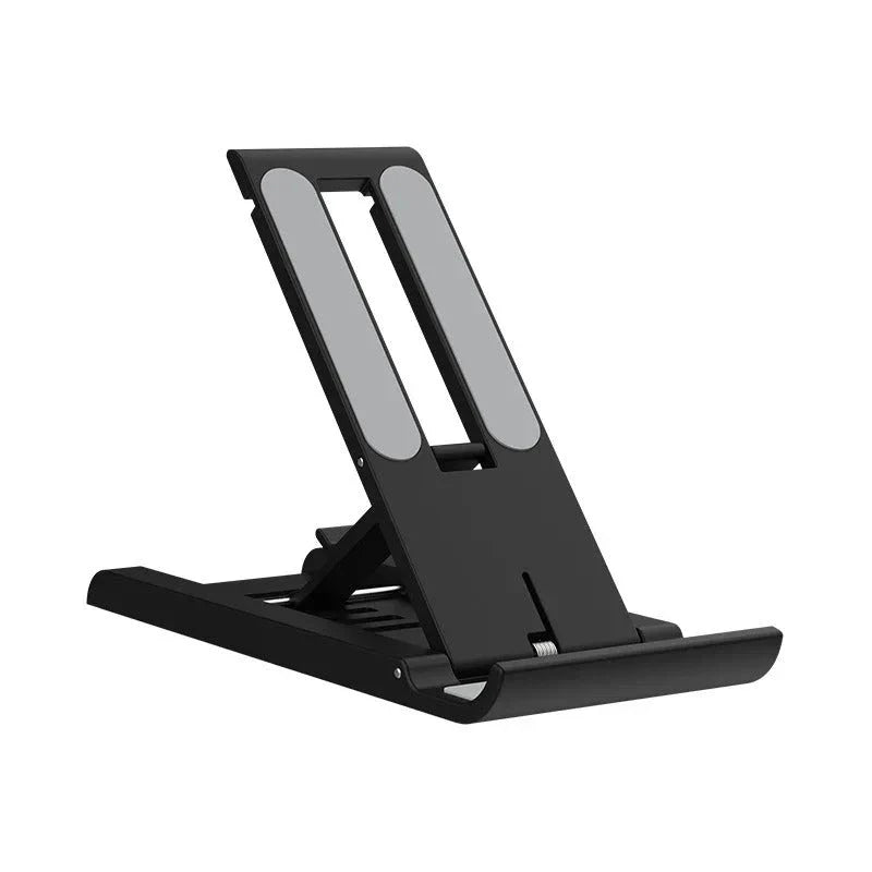 Premium aluminium alloy and plastic desk phone holder stand in green, elevating a mobile device for comfortable hands-free use