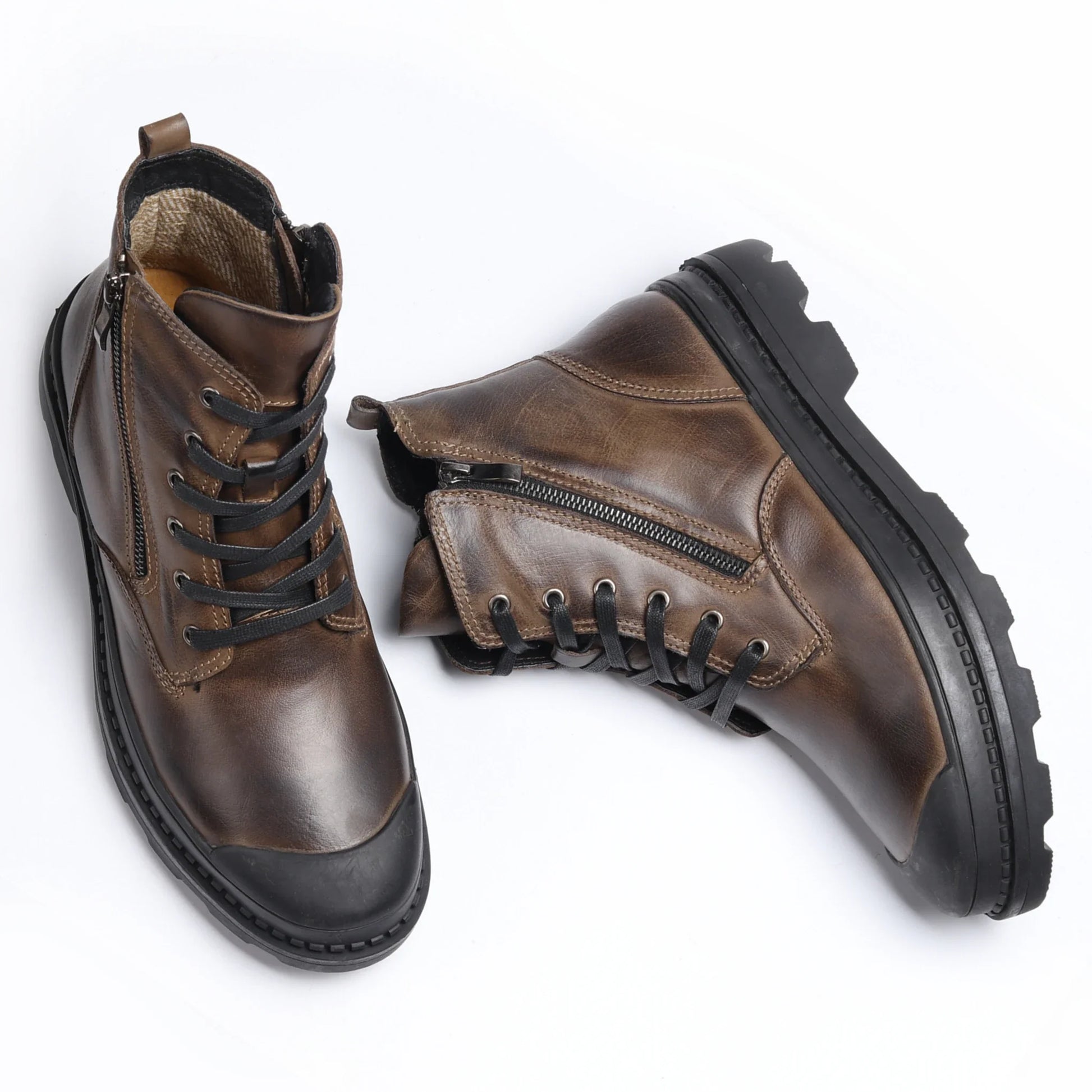 Premium black outdoor work boots with pointed toe, Martins-inspired design, and antiskid sole for British workers