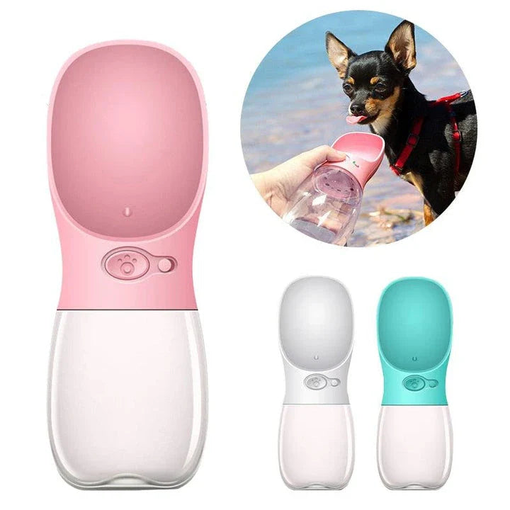 Premium outdoor dog feeding and water bottles in various sizes, featuring robust ABS construction and spill-proof design for hassle-free hydration and nourishment on the go.