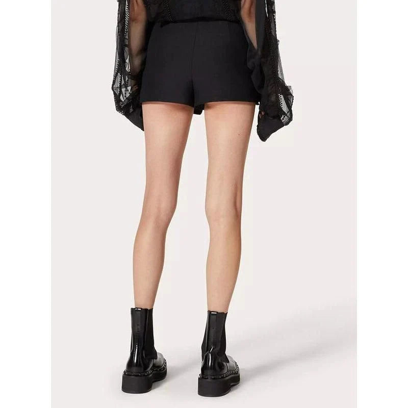 Premium High-Waist Patchwork Applique Slimming Shorts for Women in Red, featuring a flattering silhouette and unique feminine design.