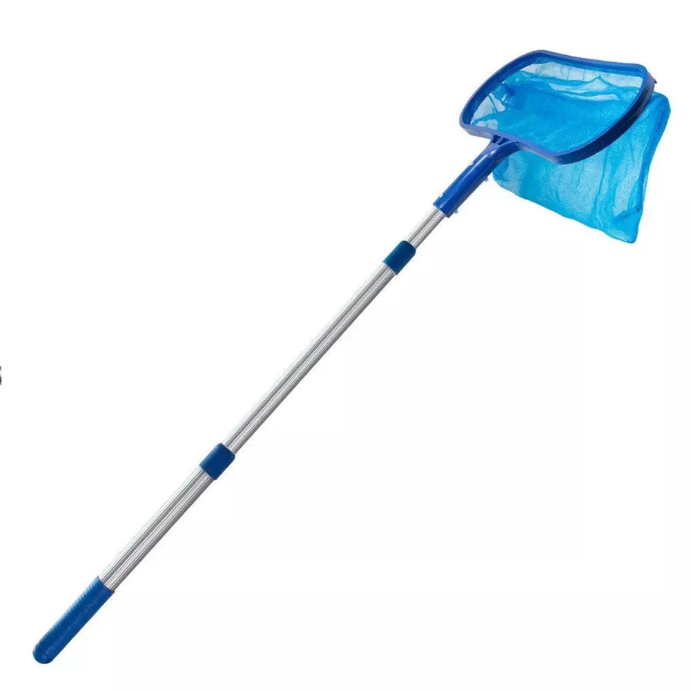 Premium Leaf Rake with Telescopic Pole for Effortless Pool Cleaning - Durable Aluminium Construction, Deep Bag Skimmer Net, Adjustable Reach