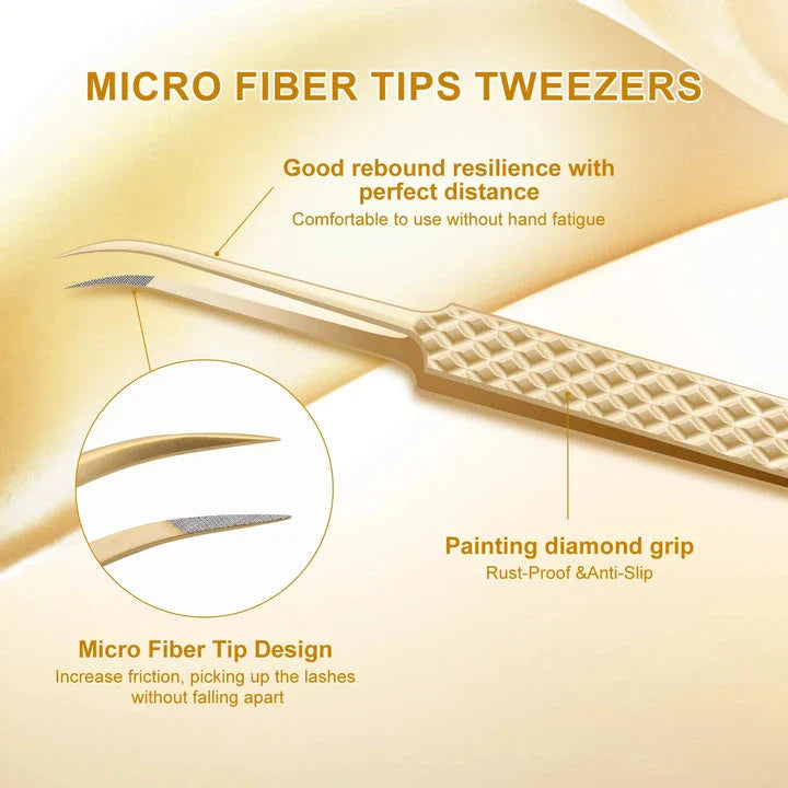 Premium Precision Fibre Tip Eyelash Extension Tweezers in Black with Straight Design