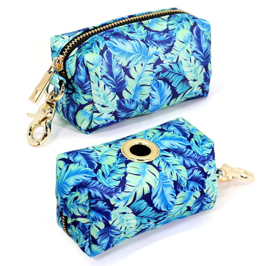 Stylish floral dog walking bag with multiple compartments for treats, snacks, waste bags, and keys