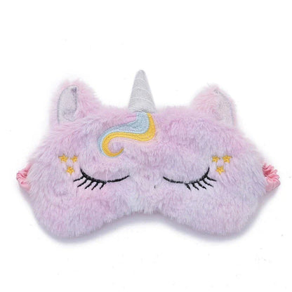 Soft and plush glitter unicorn sleep mask with elastic bandage for a comfortable fit