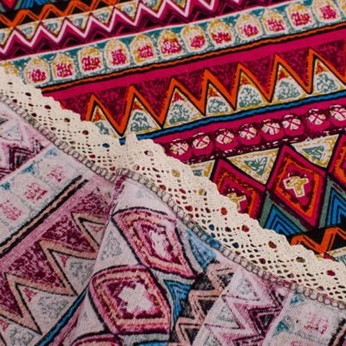 Elegant Bohemian-inspired dining tablecloth with intricate jacquard weave pattern in red colour