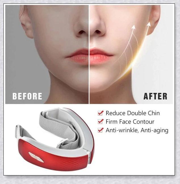 V-Line Face Slimming & Lifting Massager with LED light therapy, EMS massage, and infrared heating for skin tightening and double chin reduction