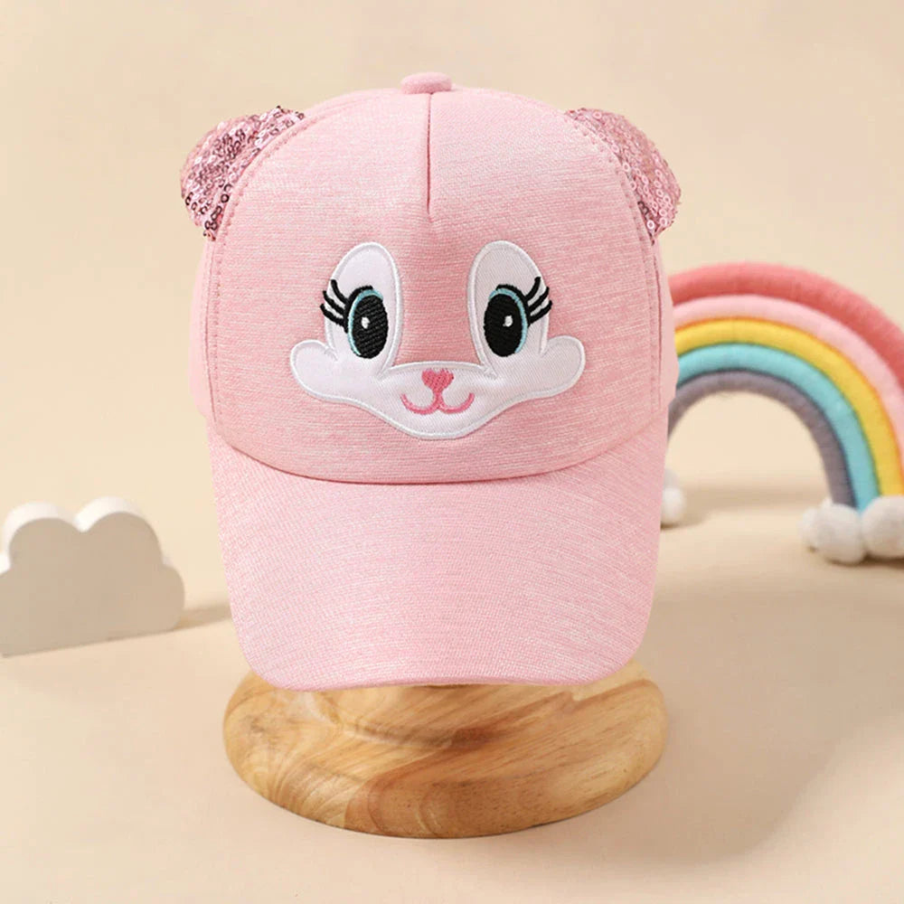 Stylish kids' baseball cap with adorable cat ear design, provides sun protection and comfortable adjustable fit