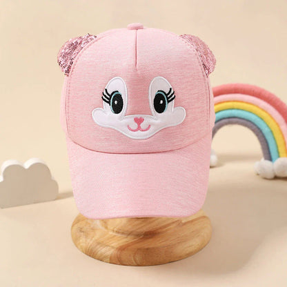 Stylish kids' baseball cap with adorable cat ear design, provides sun protection and comfortable adjustable fit