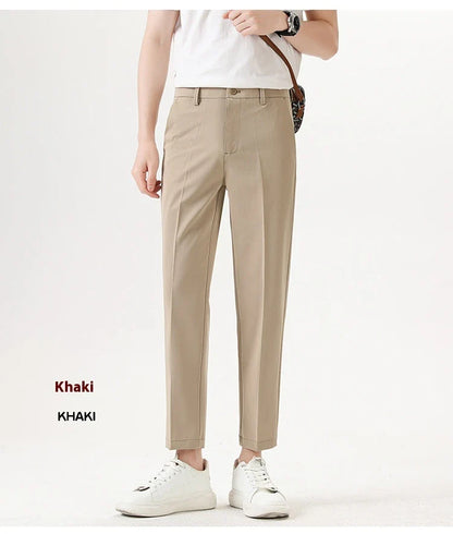 Men's sophisticated stretch trousers with tailored pencil fit, available in a range of classic colours