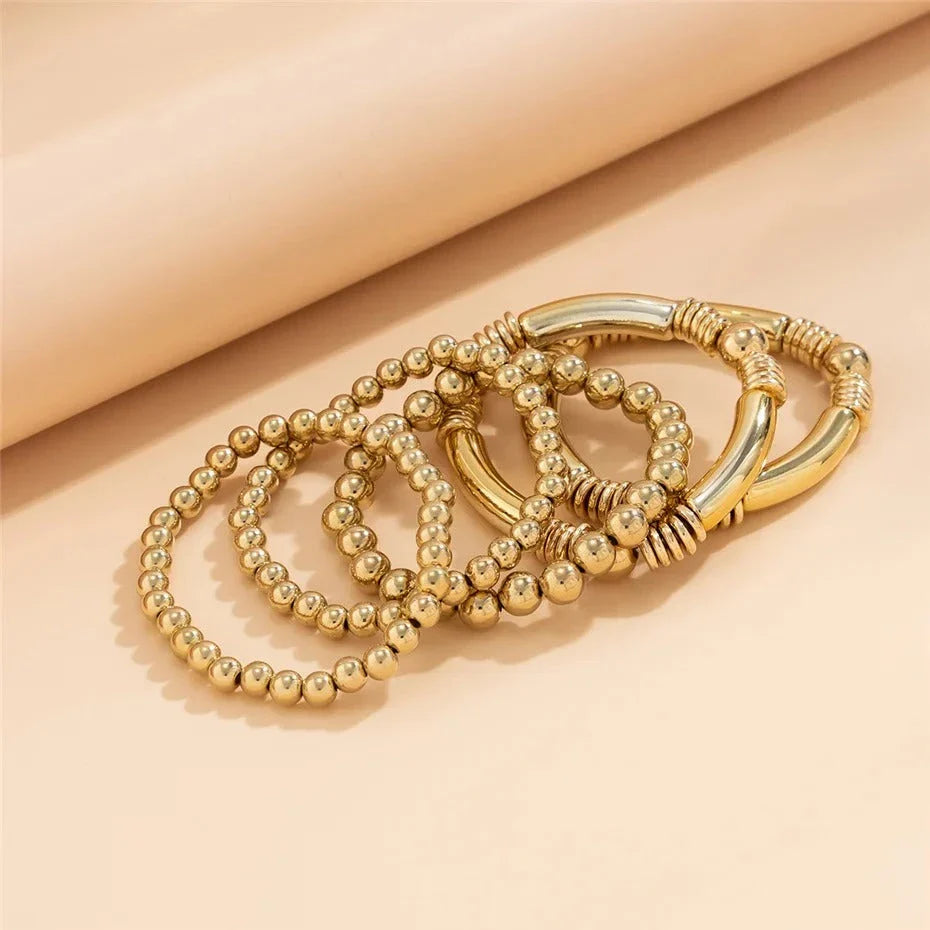 Striking beaded punk bracelet with dual-tone options, suitable for both men and women