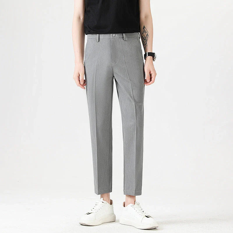 Men's sophisticated stretch trousers with tailored pencil fit, available in a range of classic colours