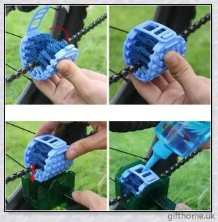 Premium bicycle chain cleaning set with tough, reusable scrubber brush for mountain bikes