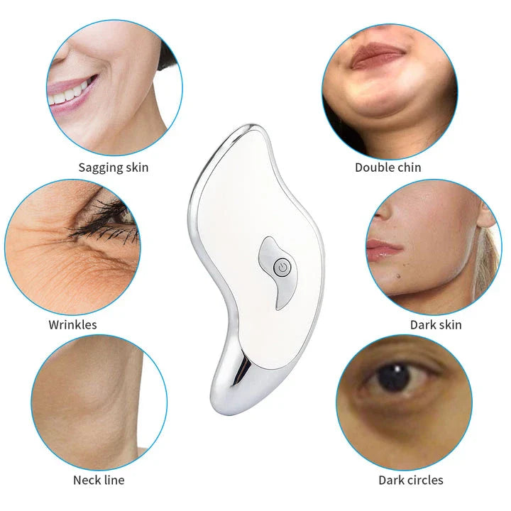 Electric Guasha Face and Neck Vibration Massager with Micro-Current Ion Technology for Skin Rejuvenation