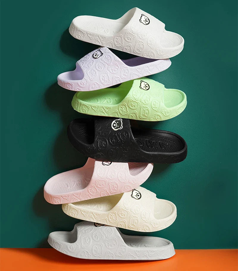 Soft, cosy bear-themed slippers with non-slip soles for comfortable indoor wear