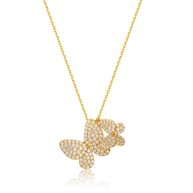 Exquisite gold-tone Zircon Clavicle Chain with adjustable length and vintage-inspired butterfly design