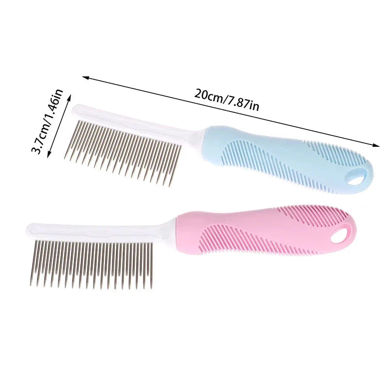 Premium pet grooming comb with dual-pronged stainless steel teeth for deep, gentle fur and debris removal