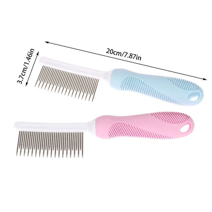 Premium pet grooming comb with dual-pronged stainless steel teeth for deep, gentle fur and debris removal
