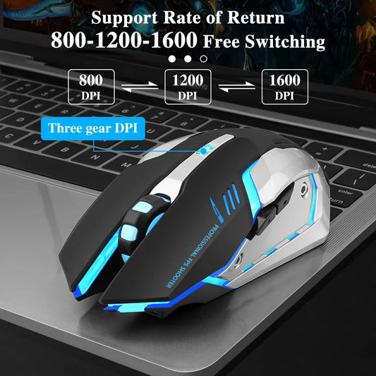 Rechargeable Dual-Mode Wireless Gaming Mouse with LED Backlight and Ergonomic Design