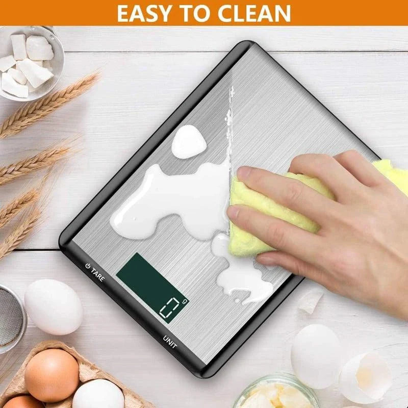 Premium stainless steel digital kitchen scale with large display for precise cooking and baking measurements