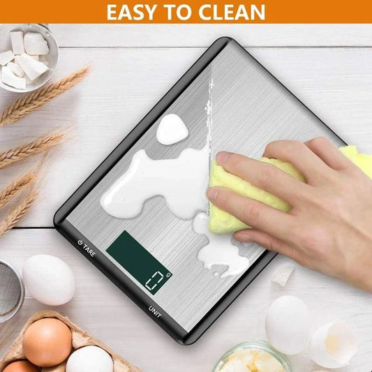 Premium stainless steel digital kitchen scale with large display for precise cooking and baking measurements