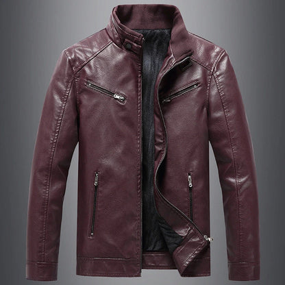Stylish Fleece-Padded Jacket with PU Leather Accents in Various Colours