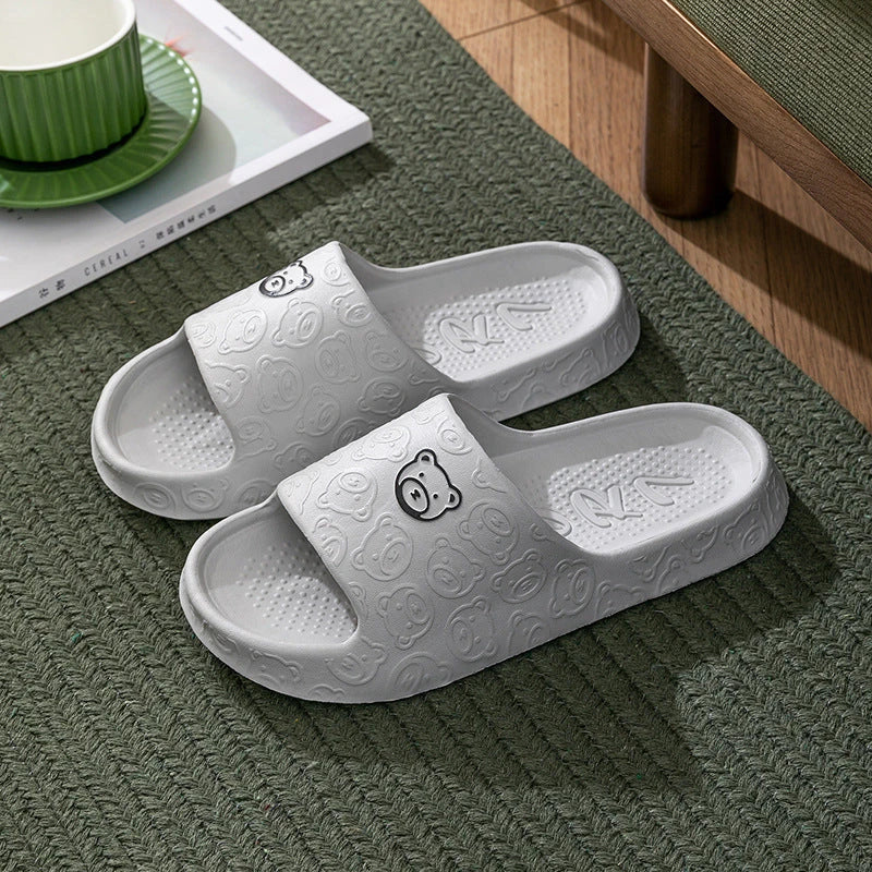Soft, cosy bear-themed slippers with non-slip soles for comfortable indoor wear