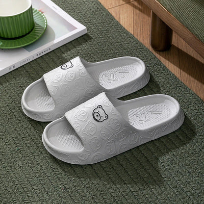 Soft, cosy bear-themed slippers with non-slip soles for comfortable indoor wear
