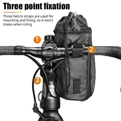 Premium insulated cycling water bottle carrier bag with adjustable strap and three-point fixing for stability