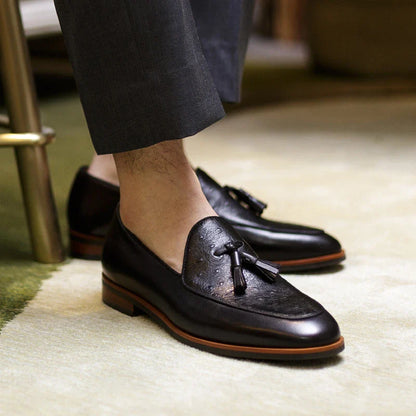 Premium British leather casual loafers with one-step design, breathable and durable construction, suitable for business and everyday wear.