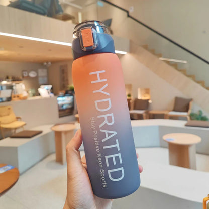 Trendha Large Capacity Gradient Frosted Water Bottle in Yellow - Stylish and Durable Hydration Solution