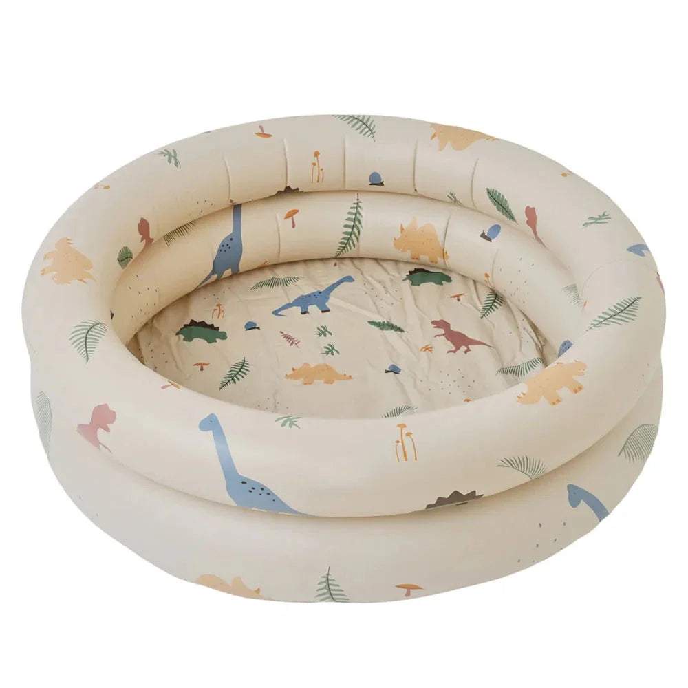 Inflatable Baby Swimming Pool in Beige Dinosaur Pattern, Perfect for Outdoor Summer Fun